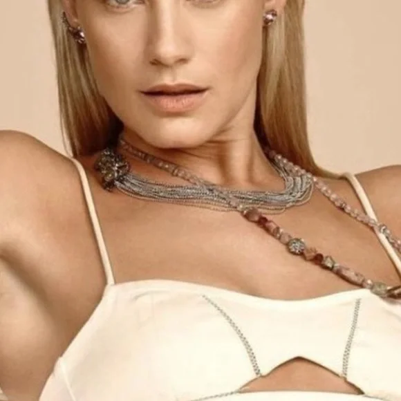 Alexis Bittar Asymmetrical Crystal Frog Draped Multi Strand Ball Chain Necklace - Picture 5 of 14